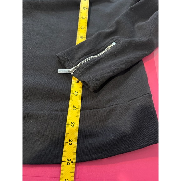 Karen Millen Womens Black Satin Trim Sweatshirt Sz 10 Trendy Sophisticated Chic - Picture 9 of 9